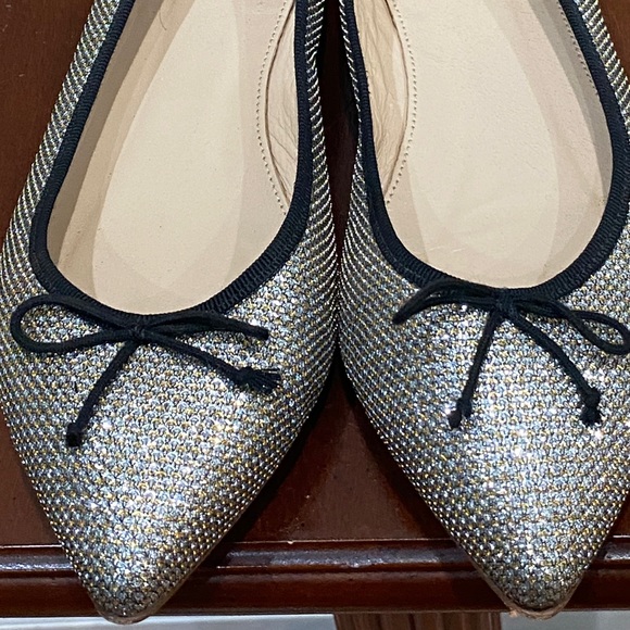 J Crew fabric and leather shimmer gold flats. - Picture 6 of 10